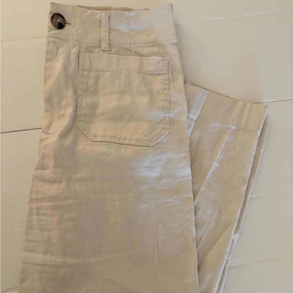 Maeve Cream High-Waisted Trousers